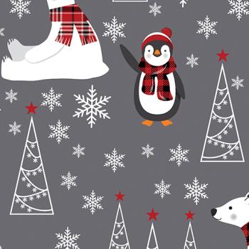 Winter Comfort - Snowy Friends Gray - Flanell